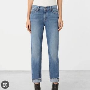All Saints Women's Jo Straight Leg Medium Wash Mid Rise Denim Jeans Size 28